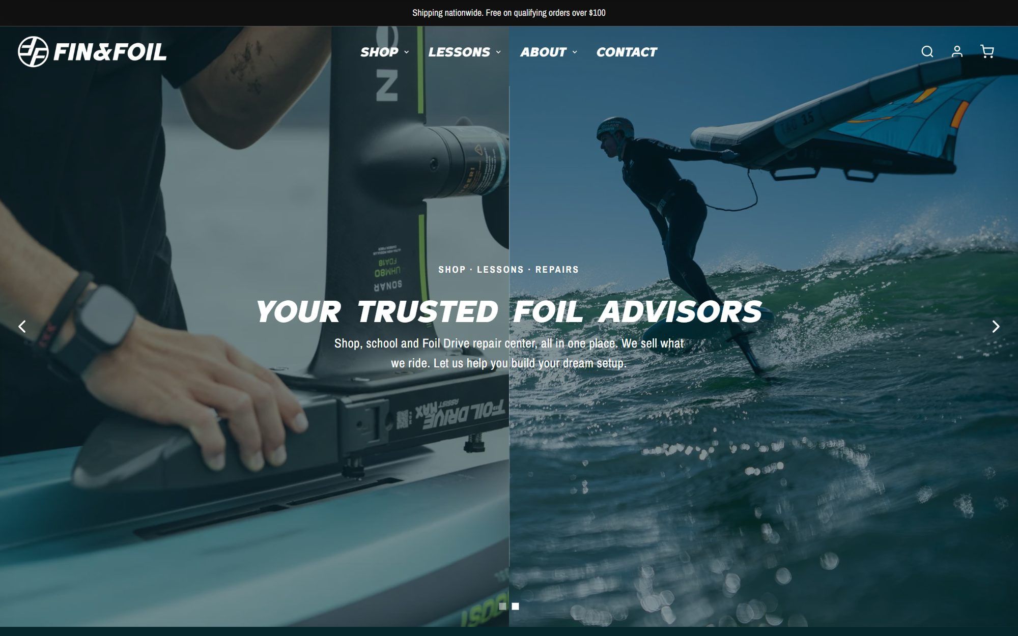 Fin & Foil website on desktop