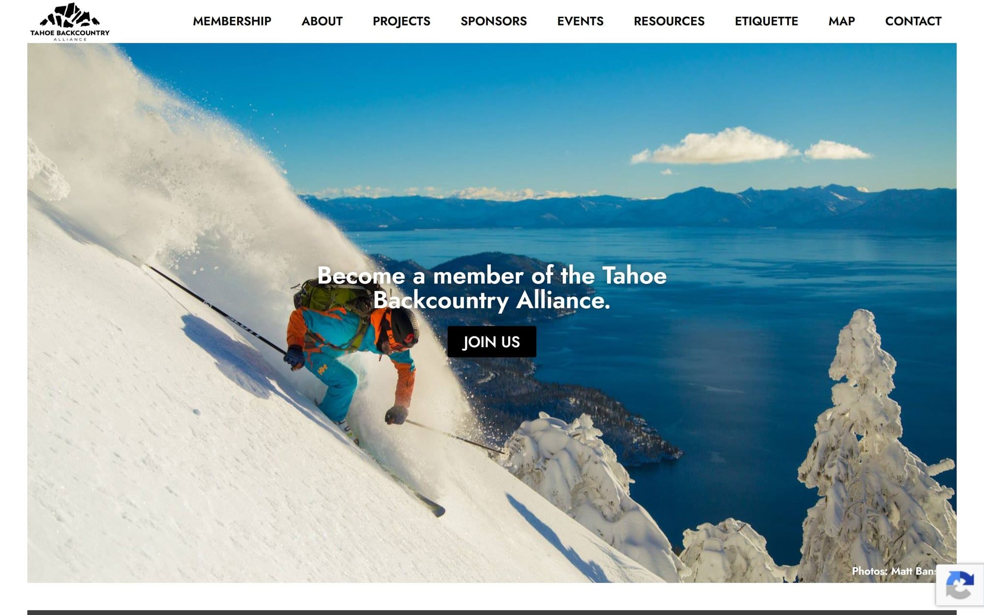 Tahoe Backcountry Alliance website